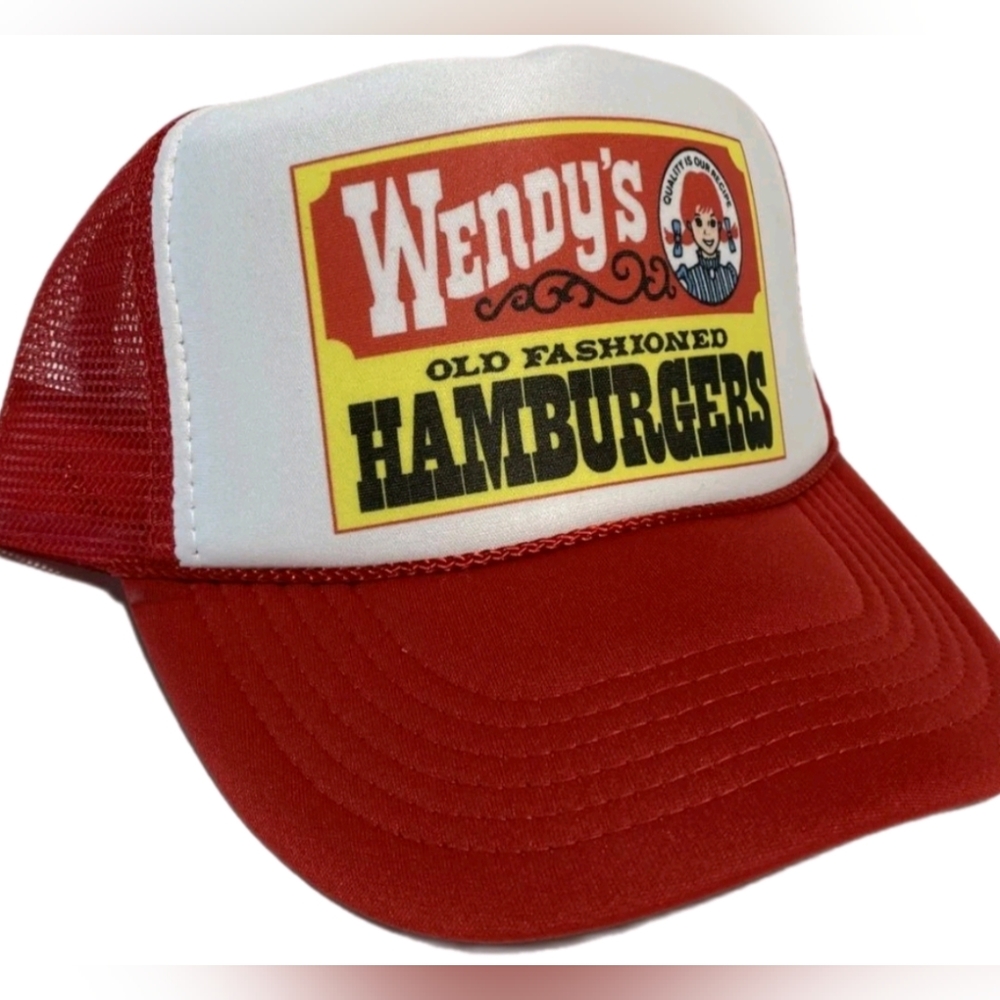 Retro 80s Fast Food Fans Americana Vintage Wendy's Trucker Hat adjustable Fast F